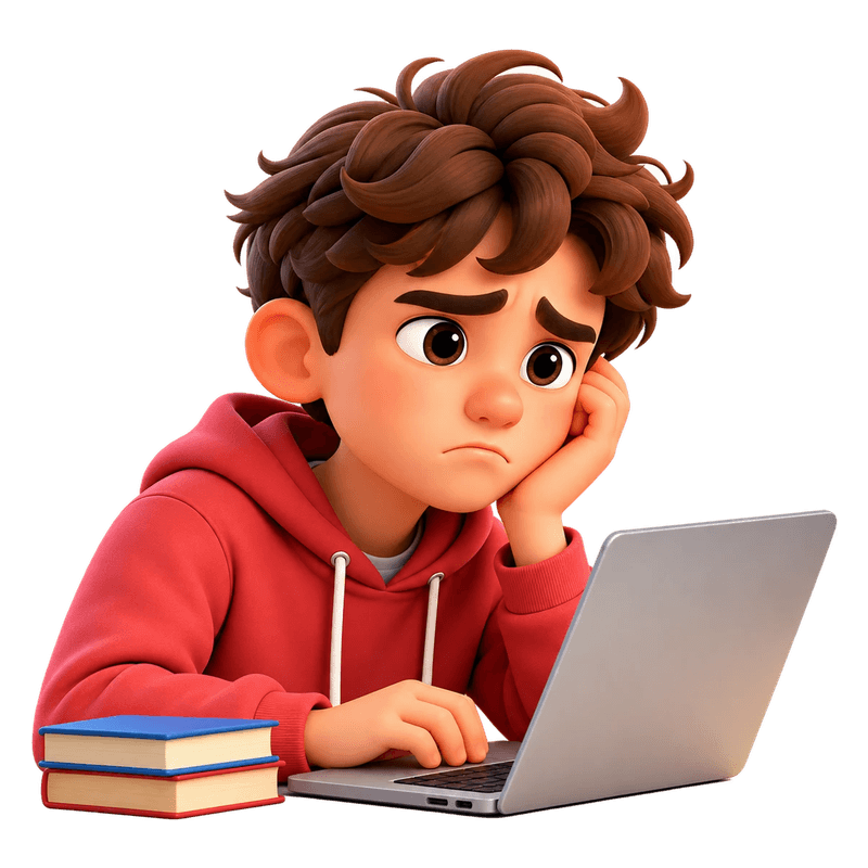 A teen at a laptop, unsure where to start